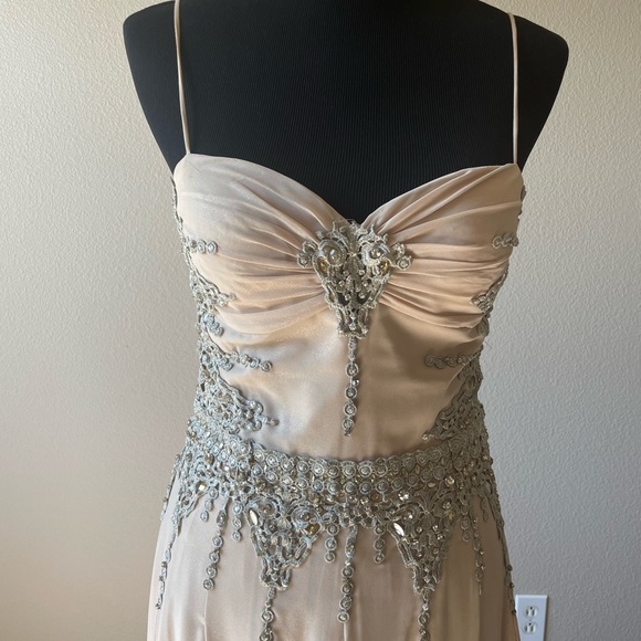 Embellished High Low Maxi Dress Peach